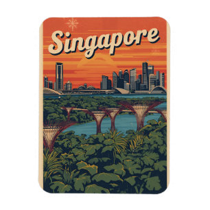 Magnet Flexible Cadeaux de voyage vintage Singapour Marina Bay San