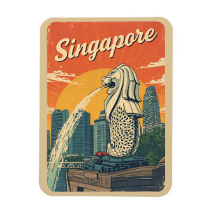 Magnet Flexible Cadeaux vintage Singapour la mascotte Merlion