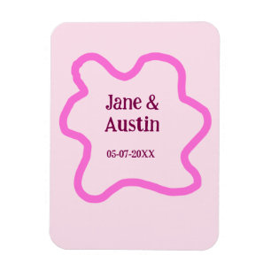 Magnet Flexible Cadre de bordure de mariage rétro pastel rose nom