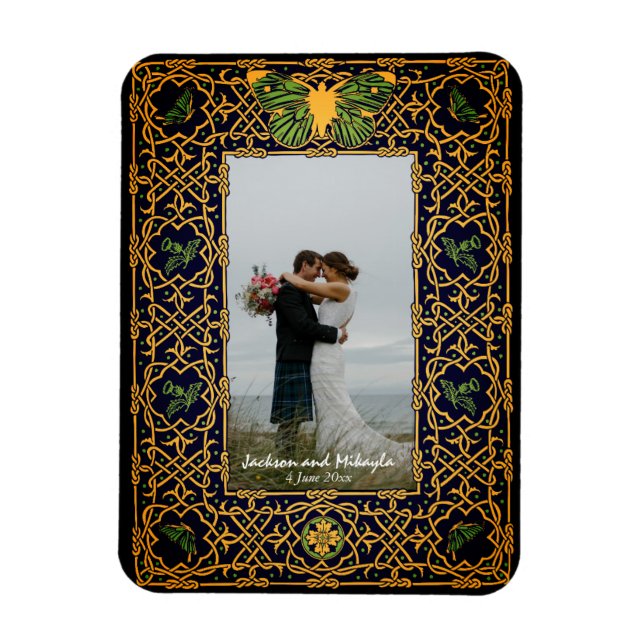 Magnet Flexible Cadre de noeud celtique d'or (Vertical)