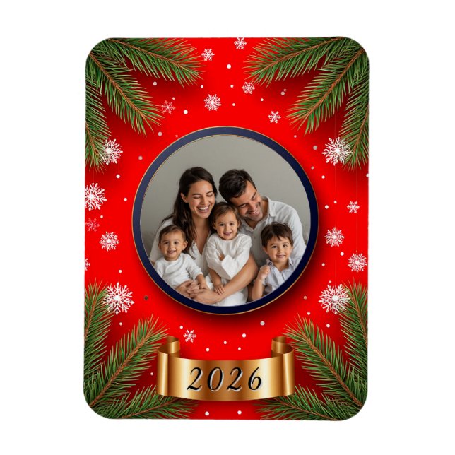 Magnet Flexible Cadre festif de Noël avec branches de pin (Vertical)