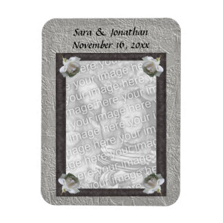 Magnet Flexible Cadre photo Roses blanches Mariage personnalisé