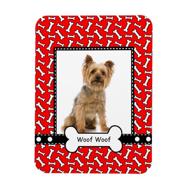 Magnet Flexible Cadre Portrait Chien Bone Personnalisé Chiot (Vertical)