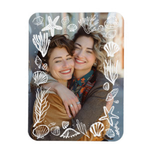 Magnet Flexible Cadres de coquillages blancs Photo personnalisée