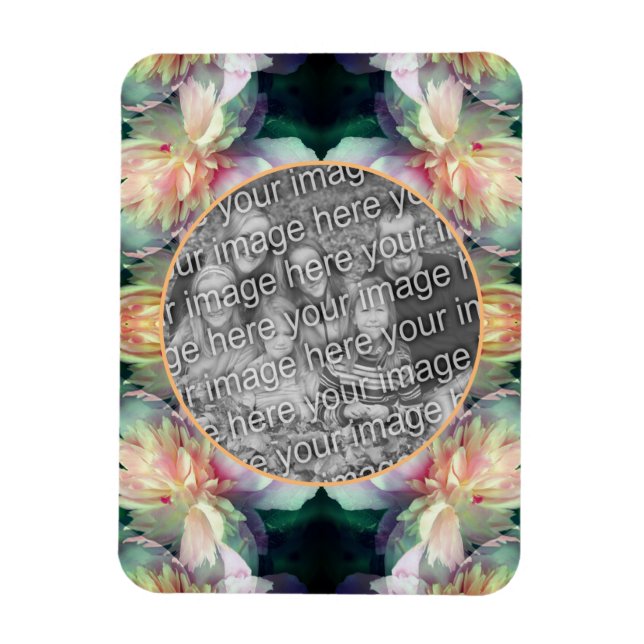 Magnet Flexible Cadres de fleurs de pivoines roses Ajouter votre p (Vertical)