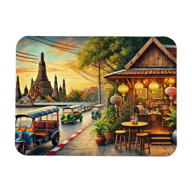 Magnet Flexible Café à Bangkok Thaïlande Wat Arun (Horizontal)