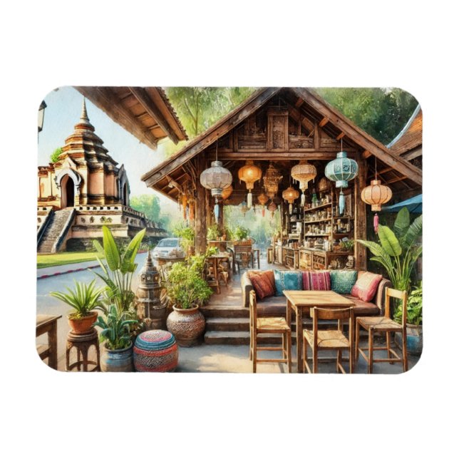 Magnet Flexible Café à Chiang Mai Wat Chedi Luang (Horizontal)