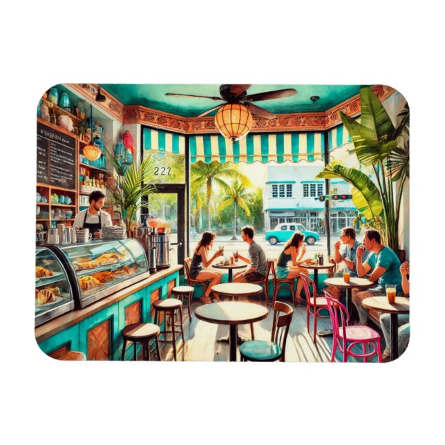 Magnet Flexible Café à Miami Watercolor (Horizontal)