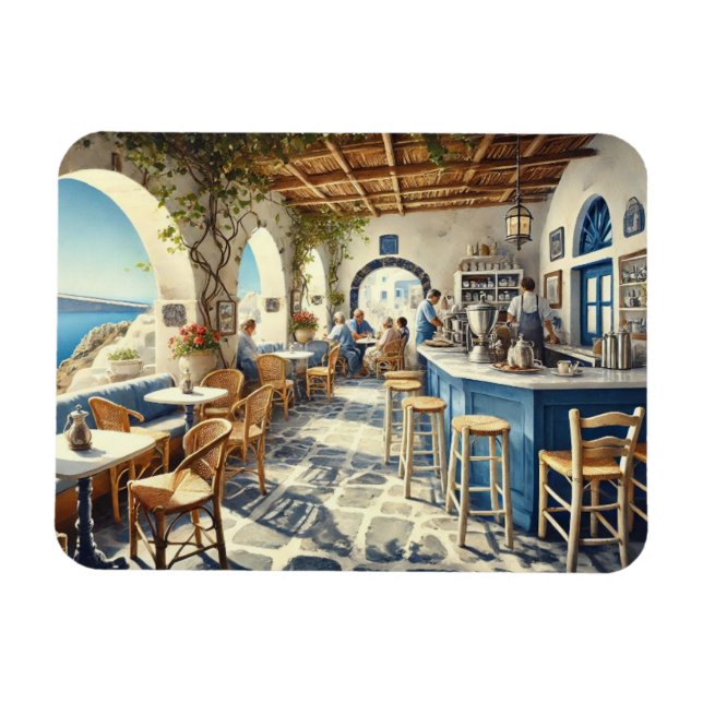 Magnet Flexible Café en plein air à Santorin (Horizontal)