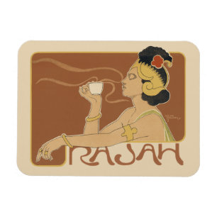 Magnet Flexible Café Rajah Art Nouveau vintage, Dame avec café