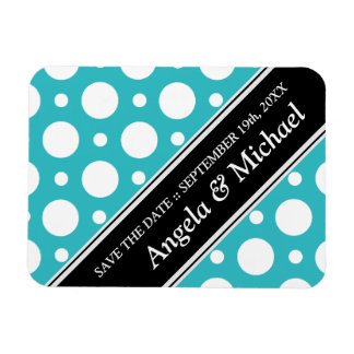 Magnet Flexible Cafe Turquoise Assortis Pois Sauvez la date