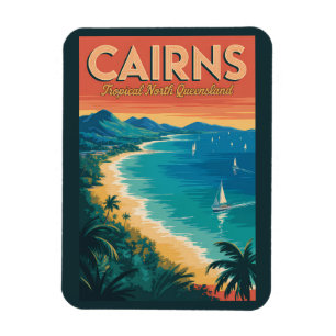 Magnet Flexible Cairns Australie Illustration Voyage Art Vintage