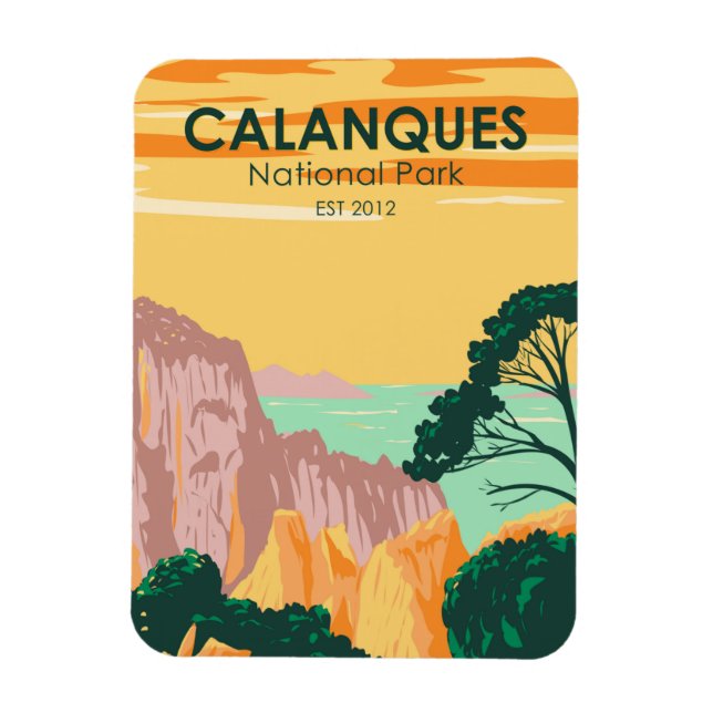 Magnet Flexible Calanques National Park France Vintage (Vertical)