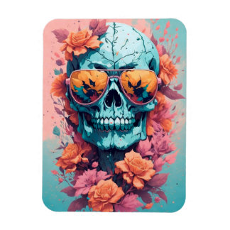 Magnet Flexible Calavera Floral Colorida