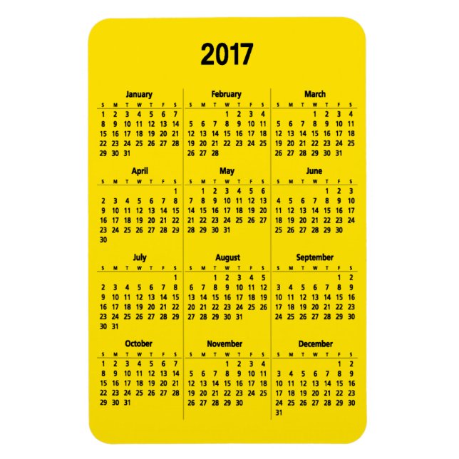Magnet Flexible Calendrier 2017 Personnalisable Noir Grand (Vertical)