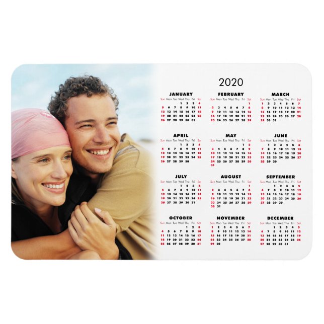 Magnet Flexible Calendrier 2020 Votre photo (Horizontal)