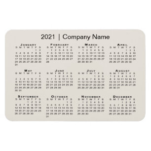 Magnet Flexible Calendrier 2021 avec nom de société Beige