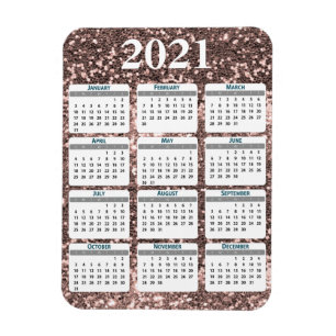 Magnet Flexible Calendrier 2021 de Parties scintillant de l'année