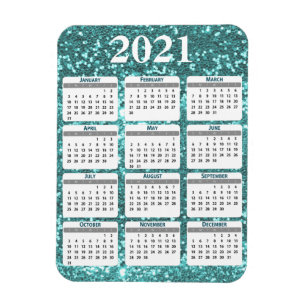 Magnet Flexible Calendrier 2021 de Parties scintillant de l'année