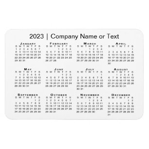 Magnet Flexible Calendrier 2023 avec texte personnalisé blanc