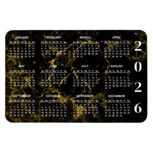 Magnet Flexible Calendrier 2023 en marbre noir et or