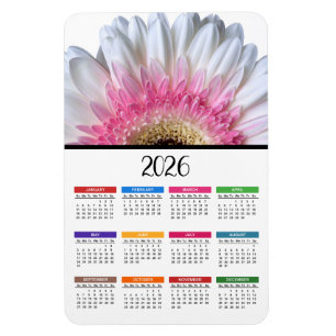 Magnet Flexible Calendrier 2023 Gerbera Rose et Blanc