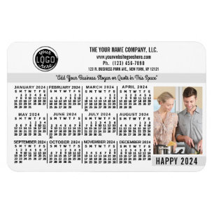 Magnet Flexible Calendrier 2024 Custom Business Logo Nom Photo Whi
