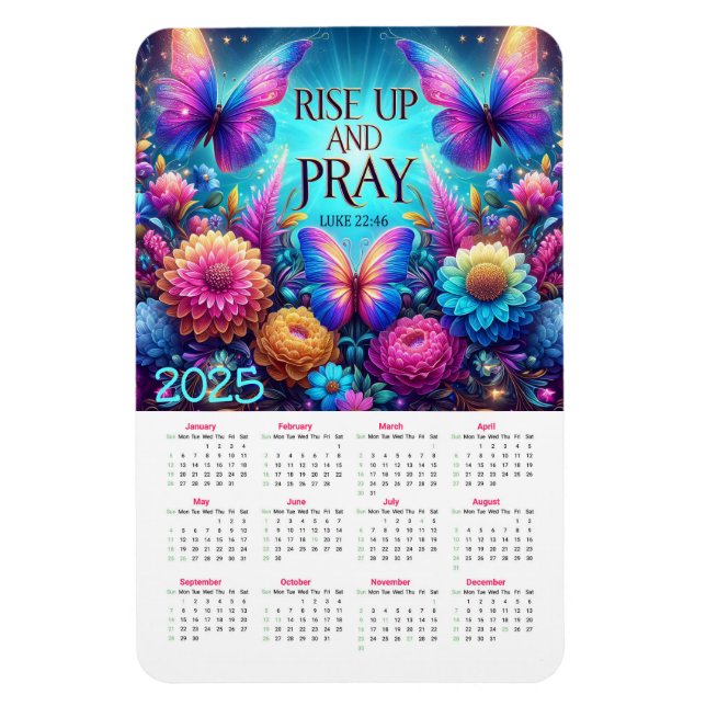 Magnet Flexible Calendrier 2025 Lever et prier Luc 22:46  (Vertical)