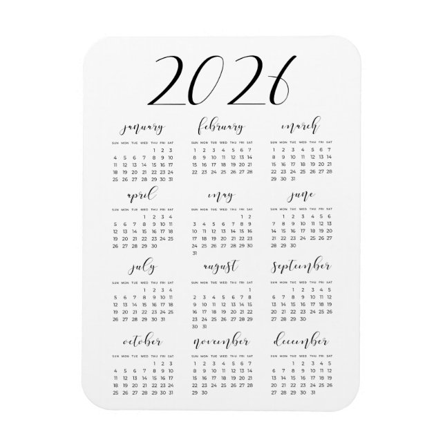 Magnet Flexible Calendrier 2025 simple et élégant (Vertical)
