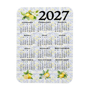 Magnet Flexible Calendrier 2027 Citrons Italien Méditerranéen Carr