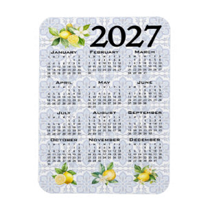 Magnet Flexible Calendrier 2027 Citrons Italien Méditerranéen Carr