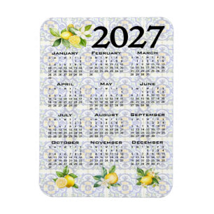 Magnet Flexible Calendrier 2027 Citrons Italiens Tuiles Méditerran