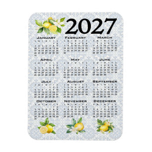 Magnet Flexible Calendrier 2027 Citrons Tuiles Méditerranéennes It