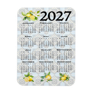 Magnet Flexible Calendrier 2027 Citrons Tuiles Méditerranéennes It