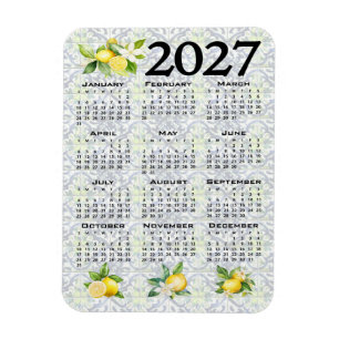 Magnet Flexible Calendrier 2027 Citrons Tuiles Méditerranéennes It