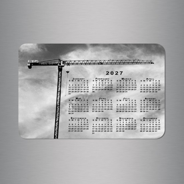 Magnet Flexible Calendrier 2027 de la grue de construction Cool (Cool Construction Crane Photo 2027 Calendar Magnet in situ)