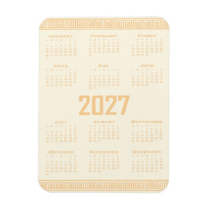 Magnet Flexible Calendrier 2027, Méandre Grec, Beige sur Latte Cos