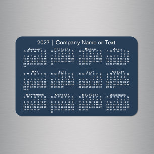 Magnet Flexible Calendrier 2027 Texte personnalisé Bleu marine