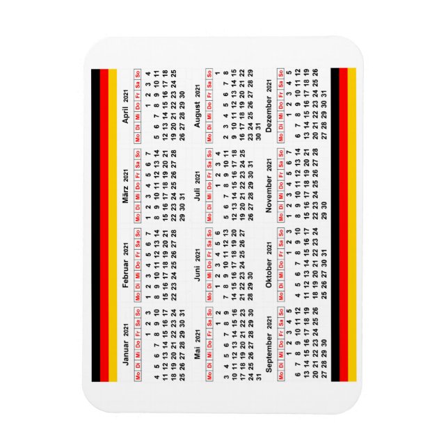 Magnet Flexible Calendrier allemand 2021 (Vertical)