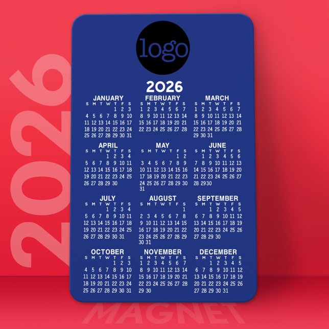 Magnet Flexible Calendrier avec logo Bleu Bleu Bleu Bleu Bleu Mini (2026 Calendar Magnet)