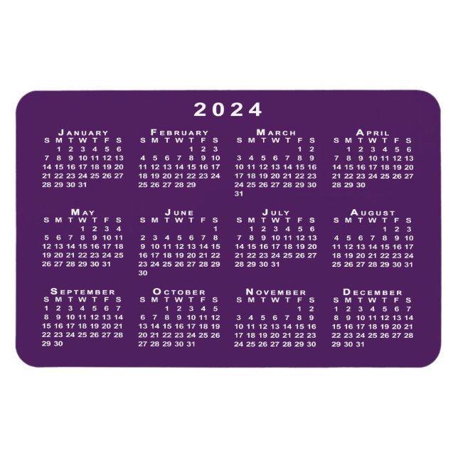 Magnet Flexible Calendrier blanc 2024 sur Modèle Arrière - plan vi (Horizontal)