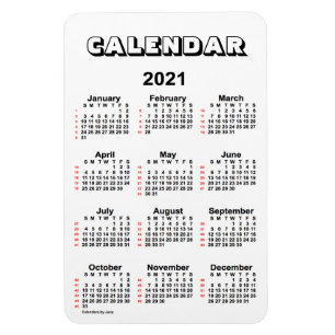 Magnet Flexible Calendrier blanc de 52 semaines 2021 par Janz 4x6
