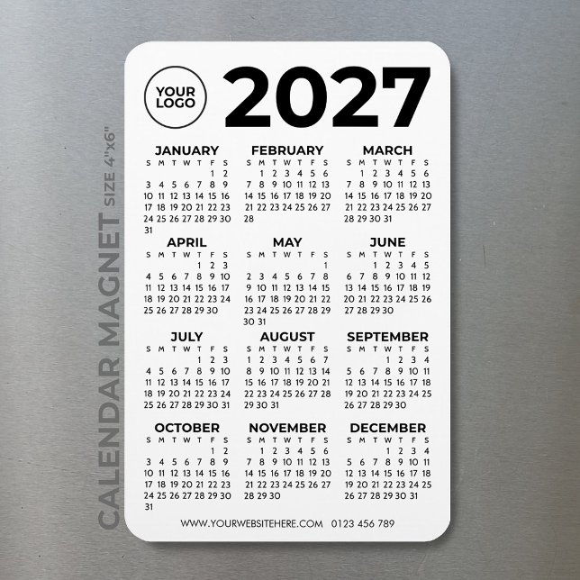 Magnet Flexible Calendrier d'affaires Logo Noir Simple de Base 202 (Créateur téléchargé)