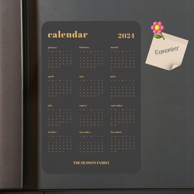 Magnet Flexible Calendrier de gris foncé 2024 avec modèle Gris fon (Créateur téléchargé)