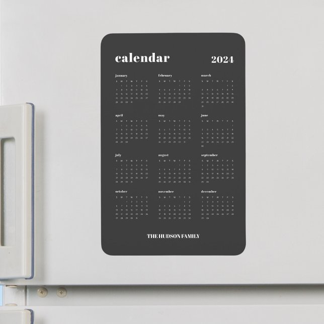 Magnet Flexible Calendrier de gris foncé 2024 avec modèle Gris fon (Créateur téléchargé)