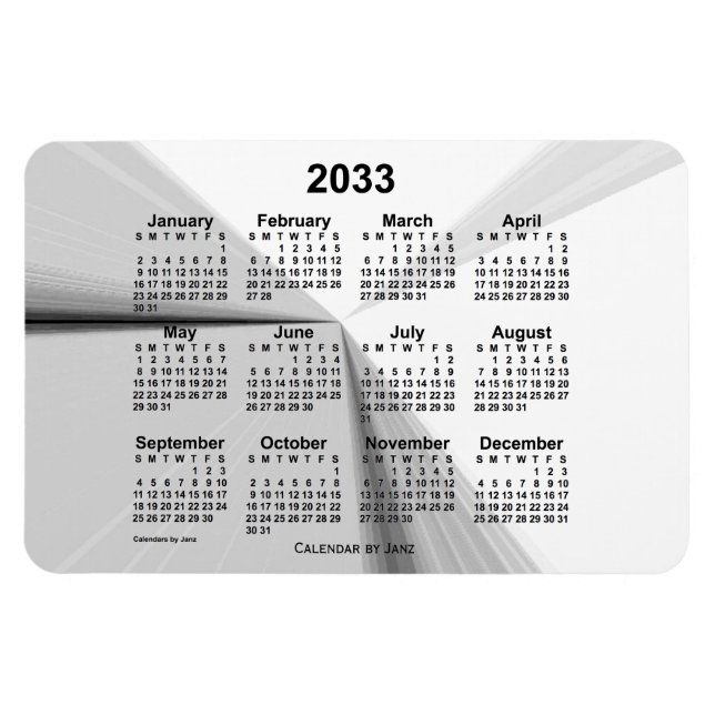 Magnet Flexible Calendrier de la fumée disparue 2033 par Janz 4x6 (Horizontal)