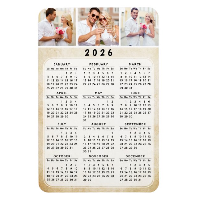 Magnet Flexible Calendrier de l'aimant photo personnalisé 2019 4x6 (Vertical)