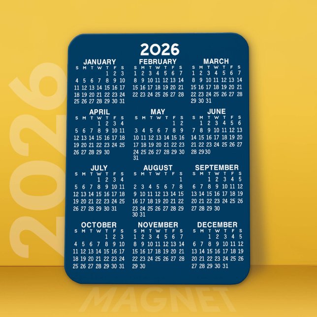 Magnet Flexible Calendrier de l'année complète 2023 - Minimal de b (2026 Calendar Magnet)