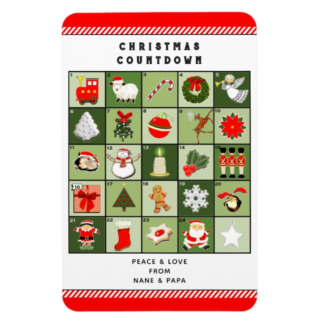 Magnet Flexible Calendrier de l'Avent carte de Noël créative (Vertical)