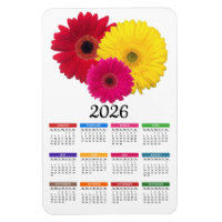 Calendrier de marguerite 2026 rose jaune rouge Ger